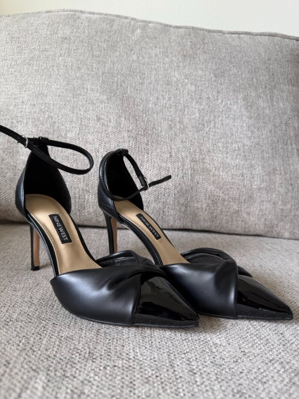 Nine West Women's Eright Pointy Toe Pump - Black Patent/Black Matte/Silver - Picture 2 of 8